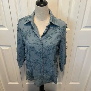 Giacomo Cirque Women's Blue Embroidered Top size L